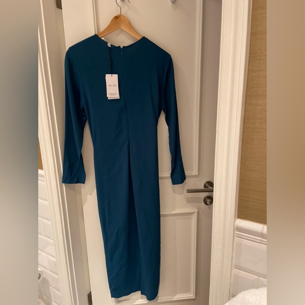 Reiss Valentina Tie Waist Teal Bodycon Dress